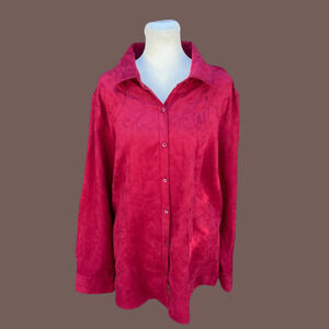 Croft & Barrow Button-Up | Red Embroidered | Size L | Vintage